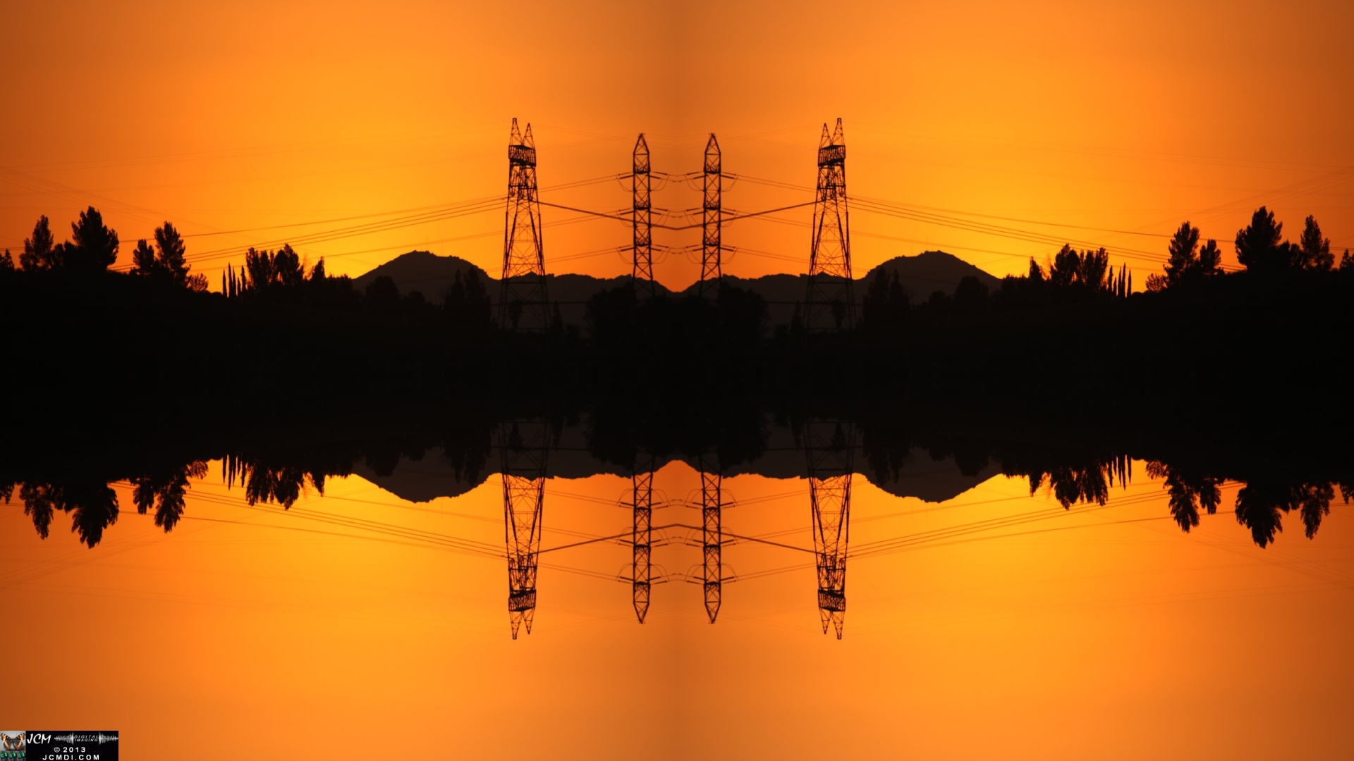 Sylmar Powerline Sunset quadroscopic image